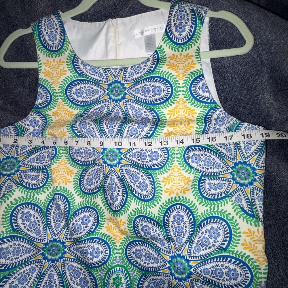London Times Blue and Green Floral Dress - Picture 6 of 7